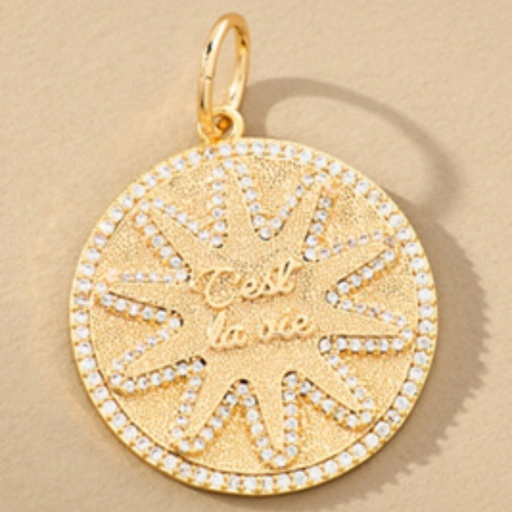 Anthropologie C'est La Vie Novelty Medallion Necklace Charm